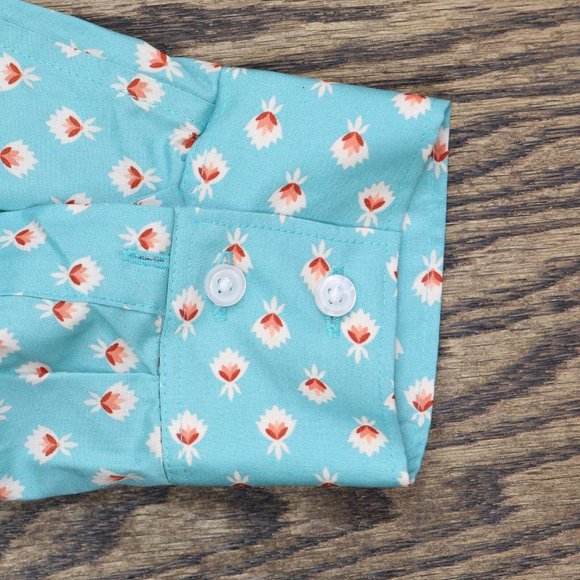 Lands' End Sleeve Button Up Dress Shirt 484704-Sample 14 Tall Dusty Jade Green - Picture 4 of 6